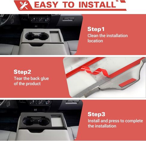 لوحة حامل كوب من ألياف الكربون تغطية ملحقات داخلية تتوافق مع Ford F250/F350/F450/F550 2015-2020 in Kuwait
