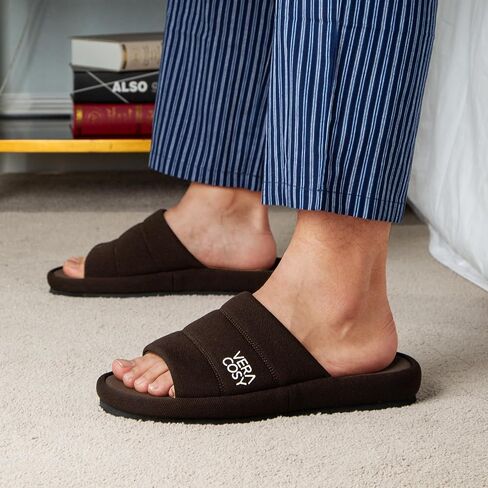 VeraCosy Men's Open Toe Slippers Breathable Corn Knit Memory Foam with Non Slip Sole in Kuwait