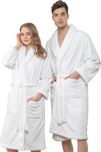 American Soft Linen Warm Fleece Robe, Mens and Womens Robe Fuzzy, 1 Piece Unisex Plush Adult Bathrobe for Bathroom in Saudi Arabia