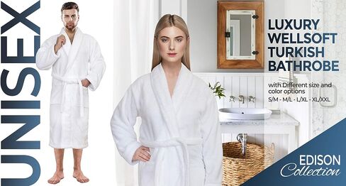 American Soft Linen Warm Fleece Robe, Mens and Womens Robe Fuzzy, 1 Piece Unisex Plush Adult Bathrobe for Bathroom in Saudi Arabia