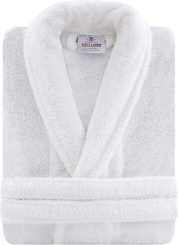 American Soft Linen Warm Fleece Robe, Mens and Womens Robe Fuzzy, 1 Piece Unisex Plush Adult Bathrobe for Bathroom in Saudi Arabia