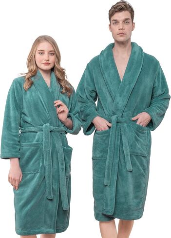 American Soft Linen Warm Fleece Robe, Mens and Womens Robe Fuzzy, 1 Piece Unisex Plush Adult Bathrobe for Bathroom in Saudi Arabia