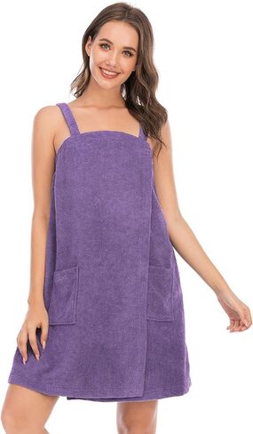 Veseacky Women Bath Wrap Towel for Womens Shower with Pocket Adjustable Spa Robe & Facial Headband in Kuwait