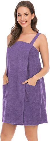 Veseacky Women Bath Wrap Towel for Womens Shower with Pocket Adjustable Spa Robe & Facial Headband in Kuwait
