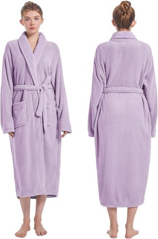 Soft Robe For Women，Warm Plush Bath Robes Female，Spa Towel After Shower Lightweight Long Bathrobe in Kuwait