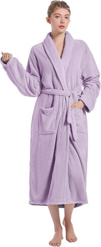 Soft Robe For Women，Warm Plush Bath Robes Female，Spa Towel After Shower Lightweight Long Bathrobe in Kuwait