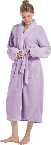 Soft Robe For Women，Warm Plush Bath Robes Female，Spa Towel After Shower Lightweight Long Bathrobe in Kuwait