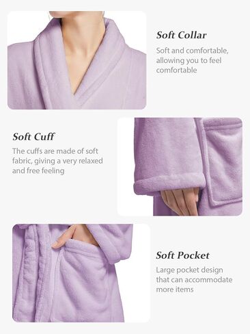 Soft Robe For Women，Warm Plush Bath Robes Female，Spa Towel After Shower Lightweight Long Bathrobe in Kuwait