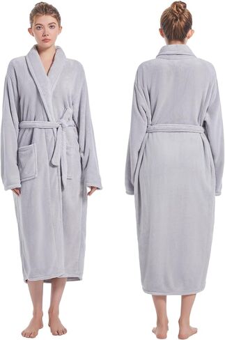 Soft Robe For Women，Warm Plush Bath Robes Female，Spa Towel After Shower Lightweight Long Bathrobe in Kuwait