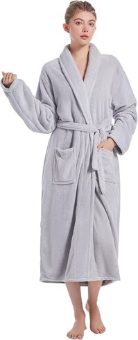 Soft Robe For Women，Warm Plush Bath Robes Female，Spa Towel After Shower Lightweight Long Bathrobe in Kuwait