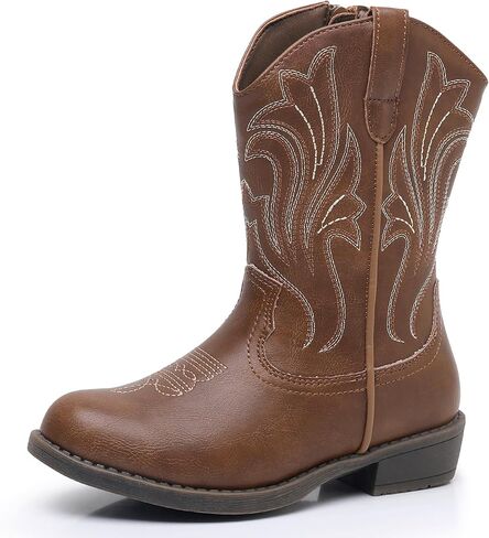 Ahannie Girls Cowboy Boots Western Cowgirl Boots for Girls with Side Zipper Boot for Toddler/Little Kid/Big Kid in Kuwait