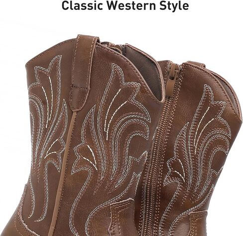 Ahannie Girls Cowboy Boots Western Cowgirl Boots for Girls with Side Zipper Boot for Toddler/Little Kid/Big Kid in Kuwait