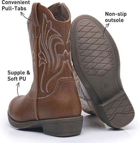 Ahannie Girls Cowboy Boots Western Cowgirl Boots for Girls with Side Zipper Boot for Toddler/Little Kid/Big Kid in Kuwait