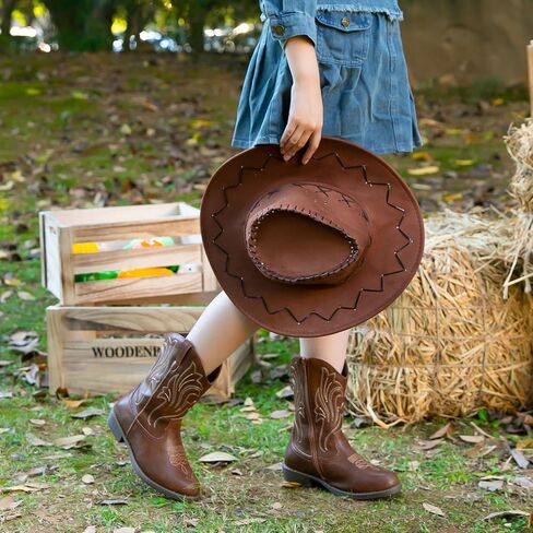 Ahannie Girls Cowboy Boots Western Cowgirl Boots for Girls with Side Zipper Boot for Toddler/Little Kid/Big Kid in Kuwait