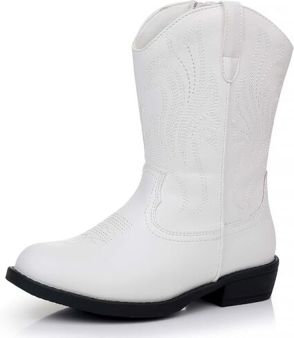 Ahannie Girls Cowboy Boots Western Cowgirl Boots for Girls with Side Zipper Boot for Toddler/Little Kid/Big Kid in Kuwait