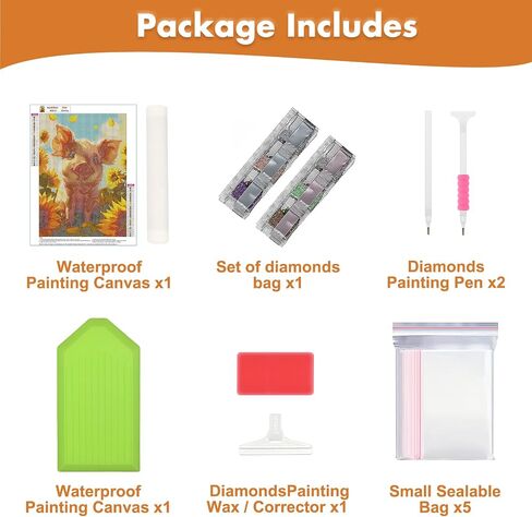 مجموعات لوحات Maxbye Diamond للبالغين ، 5D DIY Pig Diamond Art Kits ، Round Full Drill Diamond Dots ، لوحات ماس ​​لزينة الجدار المنزلي ، 12x16in in Kuwait