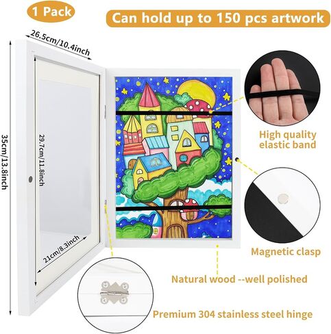 Kids Art Frames Front Opening A4, Childrens Artwork Display Picture Frame, Display Pictures in Portrait or Landscape, Artwork Display Storage Frames For Children Drawing Crafting,Holds 100 Paper Pcs in Kuwait