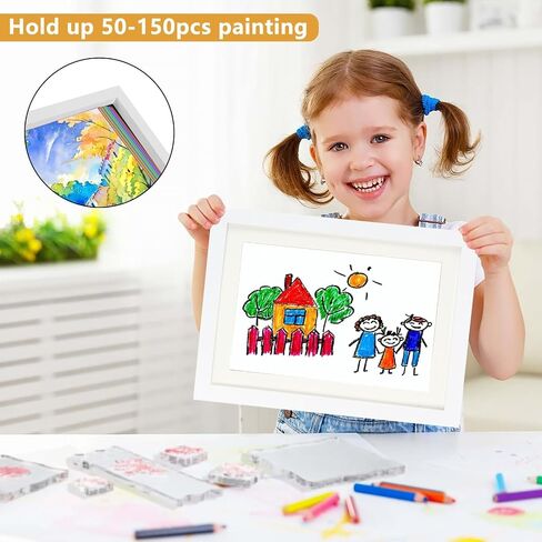 Kids Art Frames Front Opening A4, Childrens Artwork Display Picture Frame, Display Pictures in Portrait or Landscape, Artwork Display Storage Frames For Children Drawing Crafting,Holds 100 Paper Pcs in Kuwait