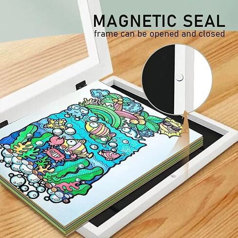 13 × 9.5 إطارات العمل الفنية للأطفال قابلة للتغيير ، تناسب الرسم A4 الحجم ، عرض إطار فني مفتوح الجدار الأمامي مع تخزين يصل إلى 120 جهاز كمبيوتر (1 ، أبيض) in Kuwait