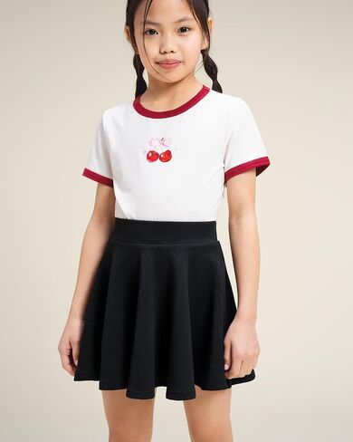 Stelle Girls Skirt Casual Flare Plain Pleated Stretch Waist Skater Skirts Uniform Skorts with Built in Shorts 5-15 Years in Saudi Arabia