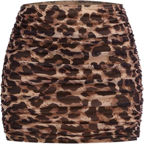 WDIRARA Girl's Ruched Mesh Skirt Bodycon Mini Skirt Stretch Short Skirts in Saudi Arabia