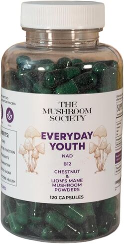Skin Rejuvenation Supplement - Lion’s Mane, Oyster Mushroom, Vitamin E & Flush Free Niacin -Supports Skin Health & Radiance - 60 Capsules in Kuwait