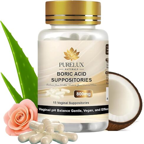 PureLux Boric Acid Capsules for Women 800mg Size 000 15 Count Daily Intimate Balance and Odor Control Plant-Based Fragrance-Free Formula in Saudi Arabia