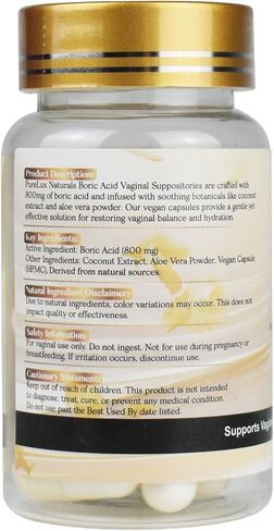 PureLux Boric Acid Capsules for Women 800mg Size 000 15 Count Daily Intimate Balance and Odor Control Plant-Based Fragrance-Free Formula in Saudi Arabia