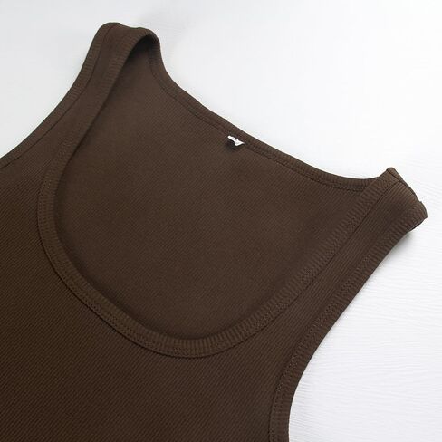 Roselux Women's Sleeveless Scoop Neck Fitted Tank Top Ribbed Knit Casual Basic Cami Shirts in Saudi Arabia