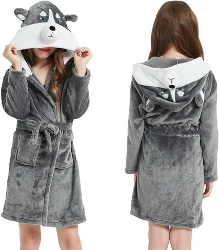 Animal Hooded Robe - Unisex Loungewear, Animal-Themed Bathrobe for Kids, Boys & Girls, Christmas or Birthday Gift in Kuwait