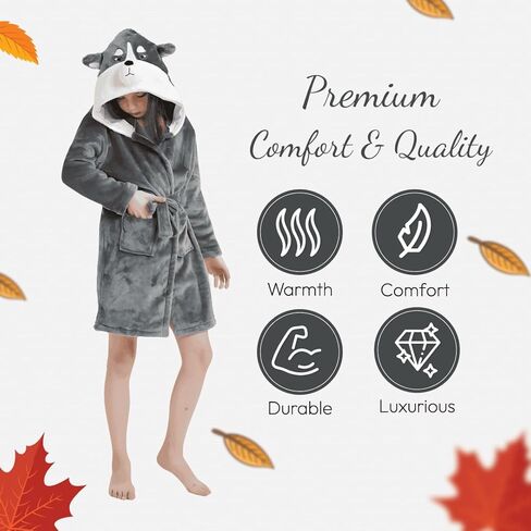 Animal Hooded Robe - Unisex Loungewear, Animal-Themed Bathrobe for Kids, Boys & Girls, Christmas or Birthday Gift in Kuwait