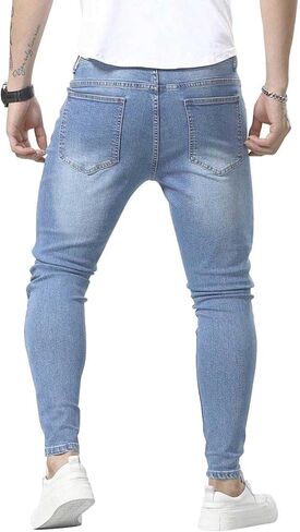 HUNGSON Men's Ripped Skinny Jeans Stretchy Slim Fit Jeans Pants for Men in Kuwait