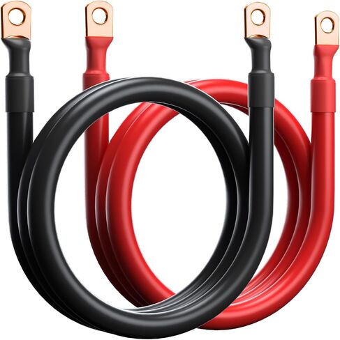 2 AWG Battery Cable 10 Feet 2 gauge 1 Pair Red and Black Pure Copper Welding Battery Inverter Cable Wire, fit for Solar, RV, Marine, Car, Boat and Trucks, Both End with Heavy Duty 5/16" Lugs in Saudi Arabia