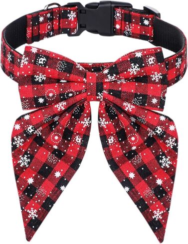 طوق الكلب عيد الميلاد Malier مع ربطة عنق ، الياقات الكلاسيكية الكلب الأحمر الكلب للفتاة والفتى ، طيور جرو الكلب اللطيفة القابلة للتعديل للكلاب الصغيرة المتوسطة الكلاب الأليفة (كبيرة ، حمراء) in Kuwait