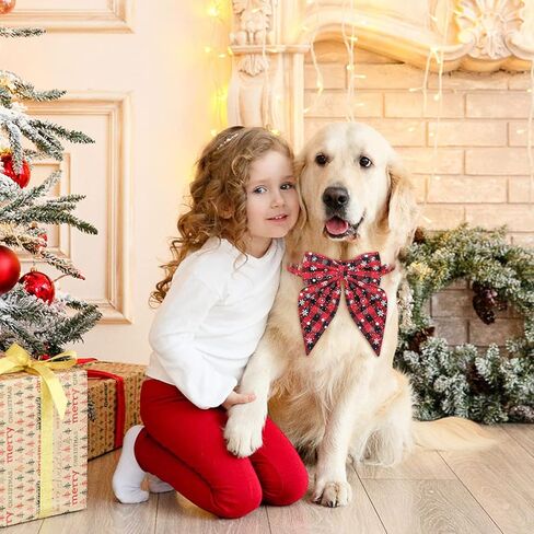 طوق الكلب عيد الميلاد Malier مع ربطة عنق ، الياقات الكلاسيكية الكلب الأحمر الكلب للفتاة والفتى ، طيور جرو الكلب اللطيفة القابلة للتعديل للكلاب الصغيرة المتوسطة الكلاب الأليفة (كبيرة ، حمراء) in Kuwait