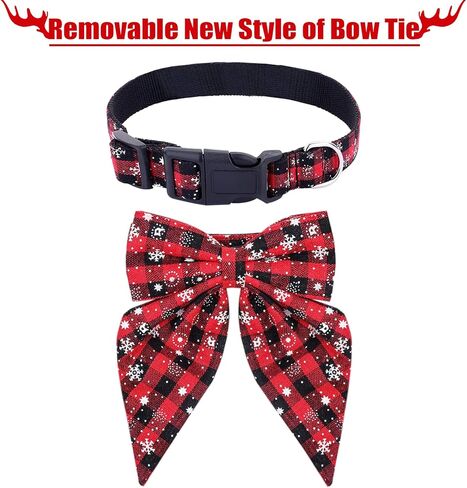 طوق الكلب عيد الميلاد Malier مع ربطة عنق ، الياقات الكلاسيكية الكلب الأحمر الكلب للفتاة والفتى ، طيور جرو الكلب اللطيفة القابلة للتعديل للكلاب الصغيرة المتوسطة الكلاب الأليفة (كبيرة ، حمراء) in Kuwait