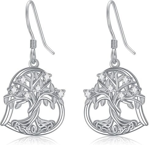 Tree of Life/Filigree/Shamrock Earrings 925 Sterling Silver Moonstone Dangle Drop Earring Jewelry Birthday Mothers Day Gifts for Women Wife in Kuwait