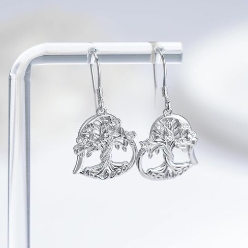 Tree of Life/Filigree/Shamrock Earrings 925 Sterling Silver Moonstone Dangle Drop Earring Jewelry Birthday Mothers Day Gifts for Women Wife in Kuwait