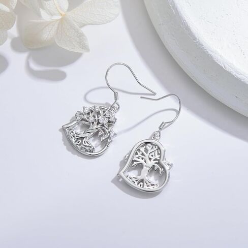 Tree of Life/Filigree/Shamrock Earrings 925 Sterling Silver Moonstone Dangle Drop Earring Jewelry Birthday Mothers Day Gifts for Women Wife in Kuwait