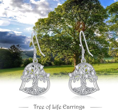 Tree of Life/Filigree/Shamrock Earrings 925 Sterling Silver Moonstone Dangle Drop Earring Jewelry Birthday Mothers Day Gifts for Women Wife in Kuwait