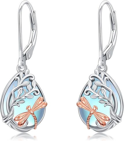 Tree of Life/Filigree/Shamrock Earrings 925 Sterling Silver Moonstone Dangle Drop Earring Jewelry Birthday Mothers Day Gifts for Women Wife in Kuwait