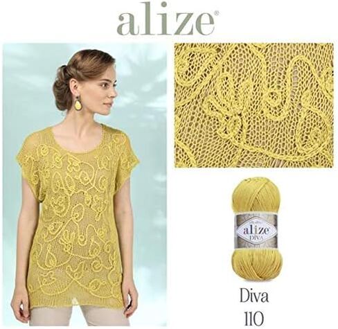Alize Diva Silky Effect 100% Microfiber Acrylic Yarn 1 Ball skeins 100gr 383yds Color (348 - Smoky) in Kuwait