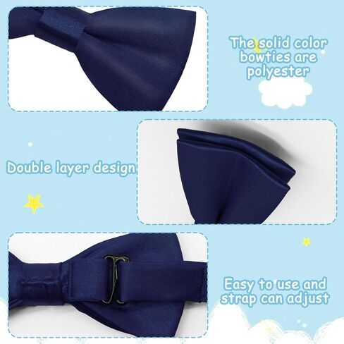 Boys Bow Tie, Solid Color Bow Ties for Boys Kids Toddler Girls Adjustable Pre-Tied Bowtie for School Party Wedding in Kuwait