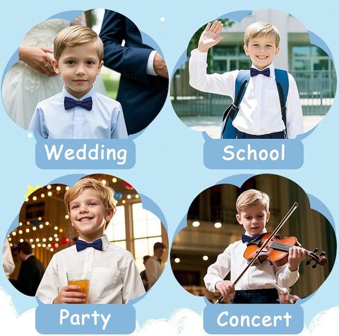 Boys Bow Tie, Solid Color Bow Ties for Boys Kids Toddler Girls Adjustable Pre-Tied Bowtie for School Party Wedding in Kuwait