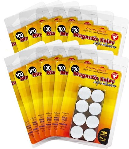Hygloss 3/4" Self-Adhesive Magnetic Squares - Peel & Stick Magnets for Crafts, Classroom & Refrigerators - Square Sticky Magnet Stickers, Pack of 200 in Kuwait