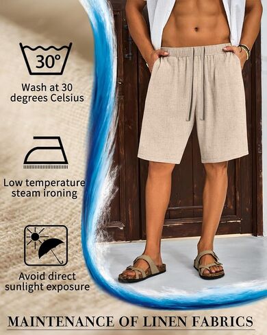2 Pack Men's Big and Tall Linen Shorts Drawstring Summer Casual Loose Fit Plus Size Bermuda Shorts with Pocket in Saudi Arabia