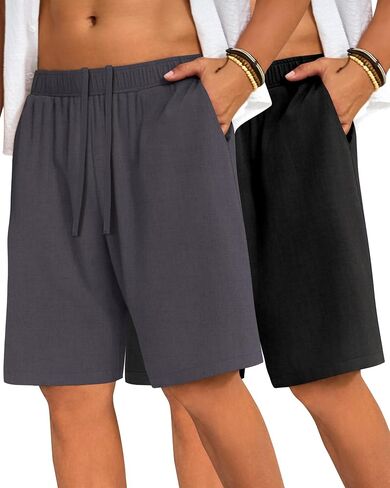 2 Pack Men's Big and Tall Linen Shorts Drawstring Summer Casual Loose Fit Plus Size Bermuda Shorts with Pocket in Saudi Arabia