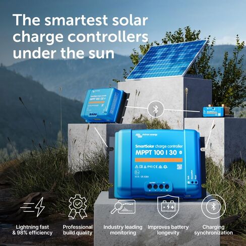 Victron Energy SmartSolar MPPT Solar Charge Controller (Bluetooth) - Charge Controllers for Solar Panels - 100V, 30 amp, 12/24-Volt in Kuwait