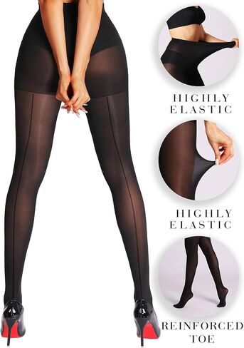 Rip-Resistant Durability Backseam Tights, Control Top Semi Sheer Pantyhose for Women under Dress in Saudi Arabia