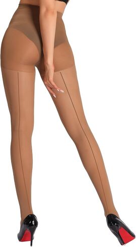Rip-Resistant Durability Backseam Tights, Control Top Semi Sheer Pantyhose for Women under Dress in Saudi Arabia